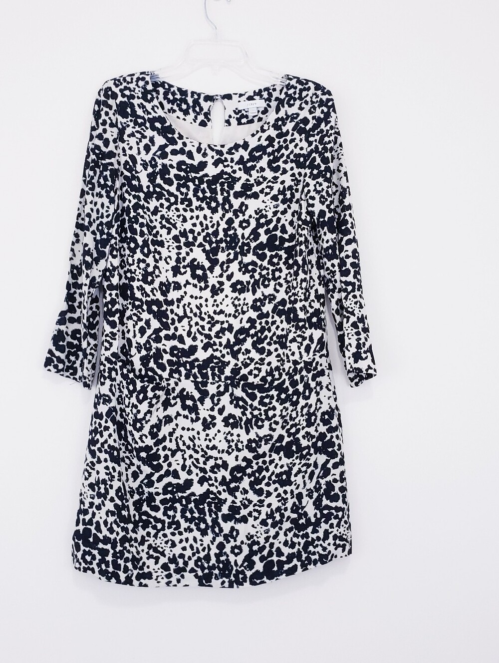J. Crew Snow Leopard Animal Print Sheath Long Sleeve Dress Size 4 Club Corporate